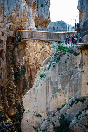 Caminito del Rey, Spain, April 04, 2018: Caminito Del Rey - mountain path along steep cliffs in Andalusia, Spainのeditorial素材