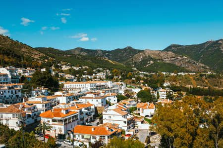 view of Mijas village at sunny day, Costa del Sol, Andalusia, Spainの写真素材