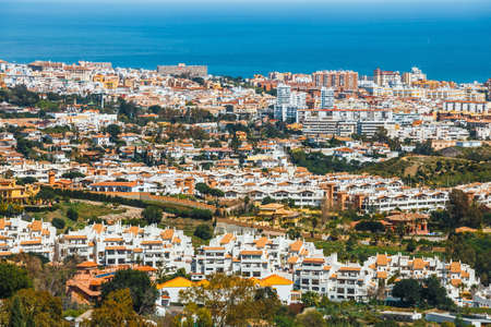 view of Mijas village at sunny day, Costa del Sol, Andalusia, Spainの写真素材
