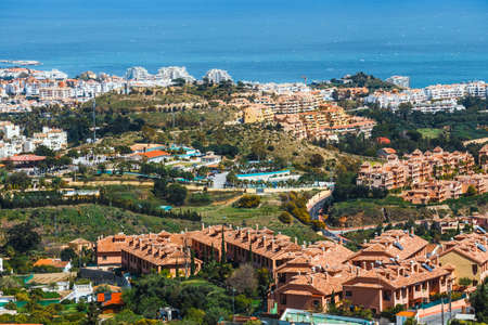 view of Mijas village at sunny day, Costa del Sol, Andalusia, Spainの写真素材