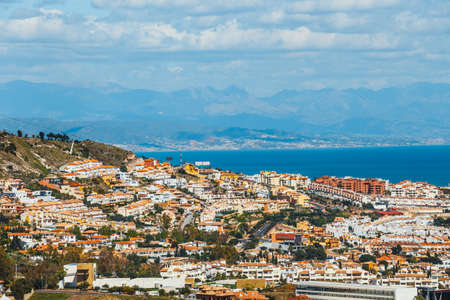 view of Mijas village at sunny day, Costa del Sol, Andalusia, Spainの写真素材