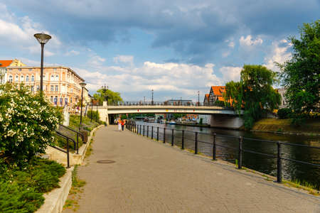 Bydgoszcz, Poland, May 31, 2018: Architecture of Bydgoszcz city at Brda river in Poland, Polandのeditorial素材