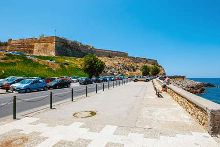 Rethymno, Crete - 27 Maj, 2016 : Unidentified people visit historical centre of Rethymno City on Crete, Greeceのeditorial素材