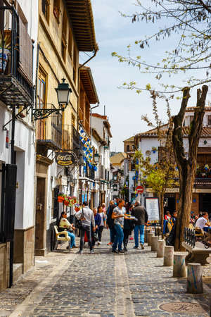 Granada, Spain, April 06, 2018: Traditional arabic architecture of Andalusia, Albaicin Moorish medieval quarter, Granada, Spainのeditorial素材