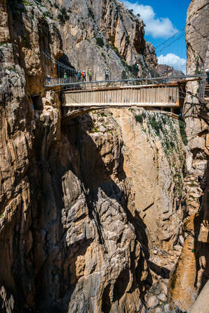 Caminito del Rey, Spain, April 04, 2018: Tourists walk along the El Caminito del Rey, Malaga, Spainのeditorial素材