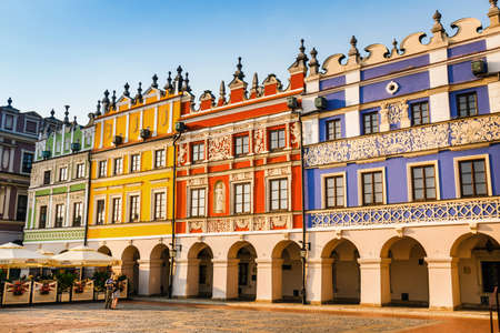 Zamosc, Poland - September 01, 2018: Great Market Square. Great example of a Renaissance town in Central Europe, founded in 1580 by the Jan Zamoyskiのeditorial素材