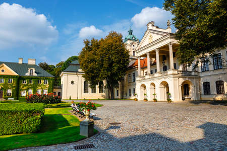 KOZLOWKA, POLAND, August 31, 2018: Zamoyski Palace in Kozlowka. It is a large rococo and neoclassical palace complex located in Kozlowka near Lublin in eastern Polandのeditorial素材