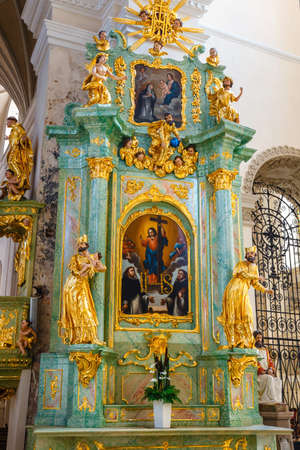 Lublin, Poland, September 01, 2018:Interior of the church in the center of the old town in Lublin, Poland.のeditorial素材