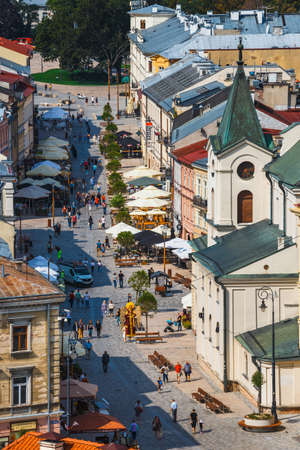 Lublin, Poland, September 01, 2018: Aerial view of the historic center of Lublin, Polandのeditorial素材