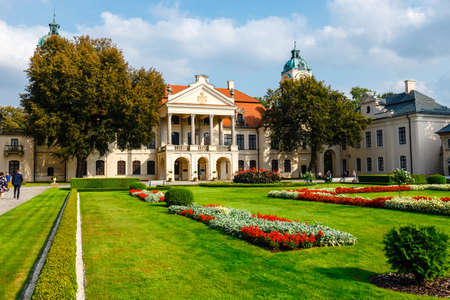 KOZLOWKA, POLAND, August 31, 2018: Zamoyski Palace in Kozlowka. It is a large rococo and neoclassical palace complex located in Kozlowka near Lublin in eastern Polandのeditorial素材