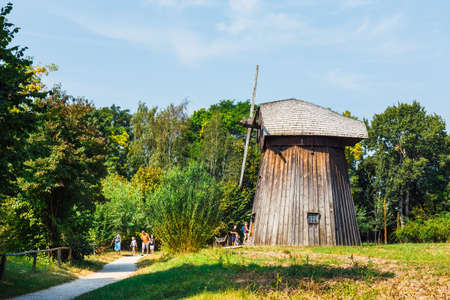 Lublin, Poland, September 01, 2018: Windmill in open air folk museum in Lublin, Poland.のeditorial素材