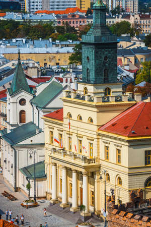 Lublin, Poland, September 01, 2018: Aerial view of the historic center of Lublin, Polandのeditorial素材