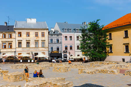 Lublin, Poland, September 01, 2018: Historic center of the old town in Lublin, Poland.のeditorial素材