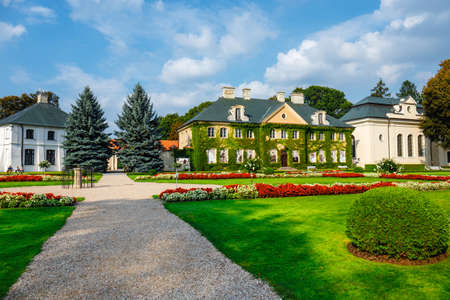 KOZLOWKA, POLAND, August 31, 2018: Zamoyski Palace in Kozlowka. It is a large rococo and neoclassical palace complex located in Kozlowka near Lublin in eastern Polandのeditorial素材