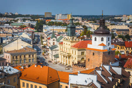 Lublin, Poland, September 01, 2018: Aerial view of the historic center of Lublin, Polandのeditorial素材