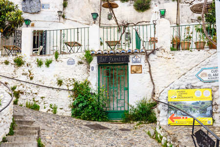 Granada, Spain, April 06, 2018: Street view of the historic district of Albaicin in Granada, Andalusia, Spainのeditorial素材