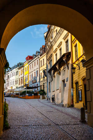 Lublin, Poland, September 01, 2018: Lublin city street view on sunrise in Polandのeditorial素材