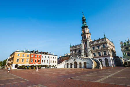 Zamosc, Poland - September 01, 2018: Great Market Square in Zamosc, Polandのeditorial素材