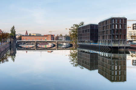 Odra river in Wroclaw, Poland. Wroc³aw is a city in western Poland and largest city in Silesia regionの写真素材