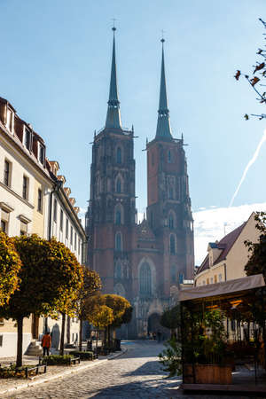 view of cathedral of saint john the baptist in Wroclaw, Polandのeditorial素材