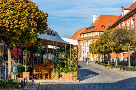 Wroclaw, Poland, October 07, 2018: Ostrow Tumski, historic district of Wroclaw, Polandのeditorial素材