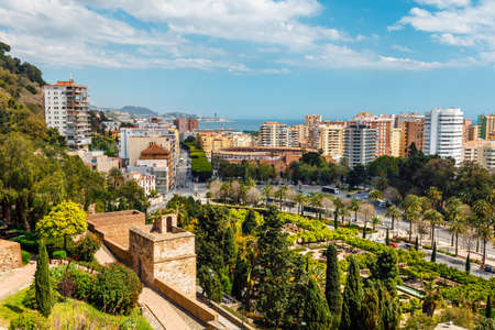 Panoramic and aerial view of Malaga in a beautiful spring day, Spainの写真素材