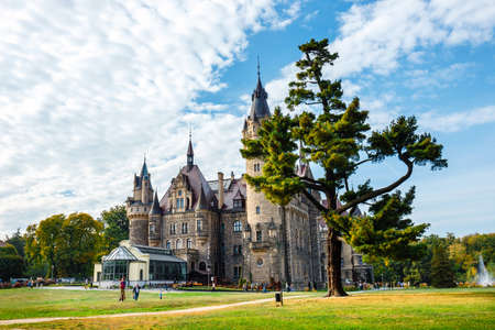 Moszna, Poland, October 07, 2018: Moszna Castle, historic palace located in a village of Moszna, Upper Silesia, Polandのeditorial素材
