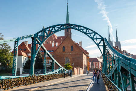 Wroclaw, Poland, October 07, 2018: view of church of the Holy Cross and St Bartholomew  in Wroclaw, Polandのeditorial素材