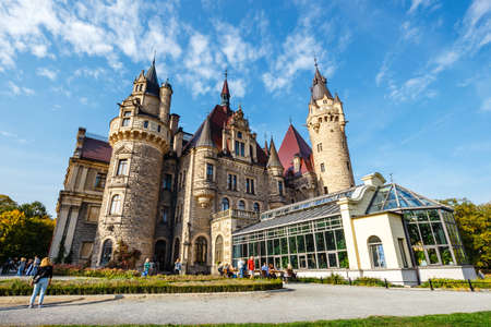 Moszna, Poland, October 07, 2018: Moszna Castle, historic palace located in a village of Moszna, Upper Silesia, Polandのeditorial素材