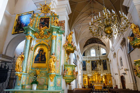 Lublin, Poland, September 01, 2018:Interior of the church in the center of the old town in Lublin, Poland.のeditorial素材