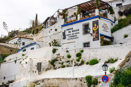 Granada, Spain, April 06, 2018: Street view of the historic district of Albaicin in Granada, Andalusia, Spainのeditorial素材