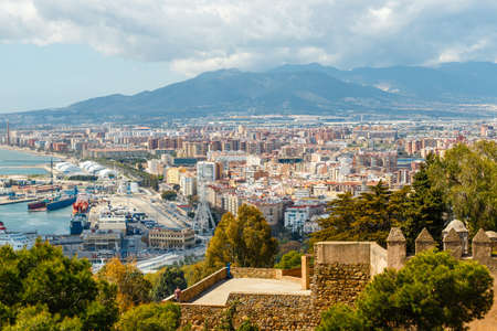 Panoramic and aerial view of Malaga in a beautiful spring day, Spainの写真素材