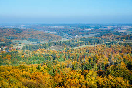 aerial view of the autumn forest, the Kashubian region, Gdañsk Pomeraniaの写真素材