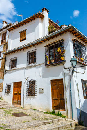 Street view of the historic district of Albaicin in Granada, Andalusia, Spainのeditorial素材