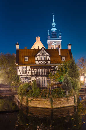 Love Bridge and Miller's House at the Mill Island in Gdansk's Old Town in Poland.のeditorial素材