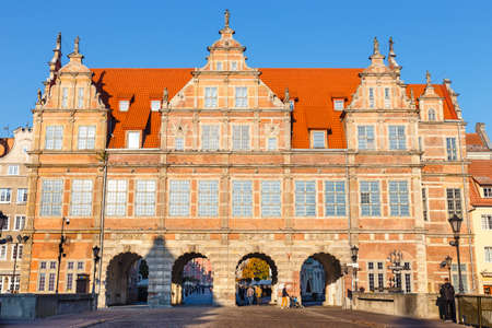 Gdansk, Poland, October 14, 2018: 16th century Green Gate in Old Town of Gdansk. Gate is situated between Long Market  and the Motlawa River, Polandのeditorial素材