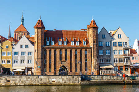 Gdansk, Poland, October 14, 2018: Sunny day at embankment of Motlawa river in historical part of Gdansk, Polandのeditorial素材