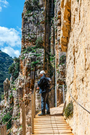 Caminito del Rey, Spain, April 04, 2018: Tourists walk along the El Caminito del Rey, Malaga, Spainのeditorial素材