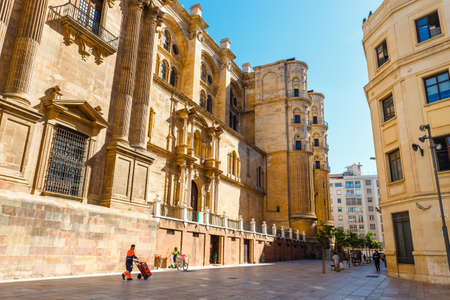 Malaga, Spain, April 03, 2018: Catedral de la Encarnacion de Malaga was built in 1782. It is one of the biggest cathedrals in Spainのeditorial素材