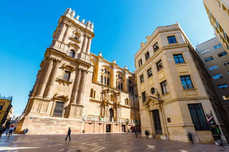 Malaga, Spain, April 03, 2018: Catedral de la Encarnacion de Malaga was built in 1782. It is one of the biggest cathedrals in Spainのeditorial素材