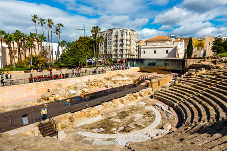 Malaga, Spain, April 03, 2018: view of Gibralfaro Castle in Malaga, Spainのeditorial素材