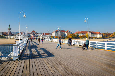 Sopot, Poland, October 13, 2018: View of  the longest wooden pier in Europe. The Sopot Pier was built in 1827のeditorial素材