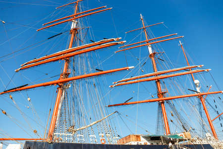 Gdynia, October 13, 2018: Four-master sailingship Sedov in Gdynia. It is the largest training sailing ship in the worldのeditorial素材