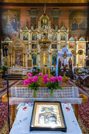 Puchly, Poland, June 09, 2019: Interior of the Orthodox church in Puchly  village, north eastern...