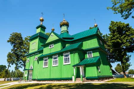 Orthodox green church. St. Michael the Archangel in Trzescianka. Polandの写真素材