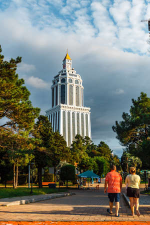 Batumi, Georgia, October 02,2021: Streets of the Georgian city of Batumi with skyscraper in the background, Georgiaのeditorial素材