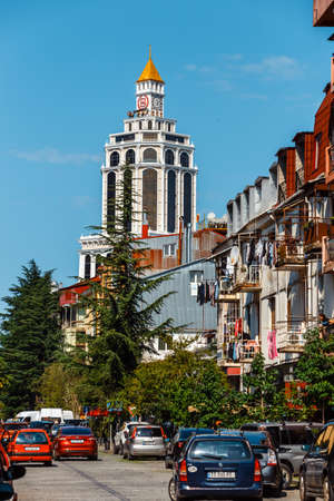 Batumi, Georgia, October 02,2021: Streets of the Georgian city of Batumi with skyscraper in the background, Georgiaのeditorial素材