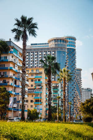 Batumi, Georgia, October 02,2021: Streets of the Georgian city of Batumi with skyscraper in the background, Georgiaのeditorial素材