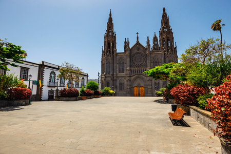 Church of San Juan Bautista, Gothic Cathedral in Arucas, Gran Canaria, Spain.の写真素材