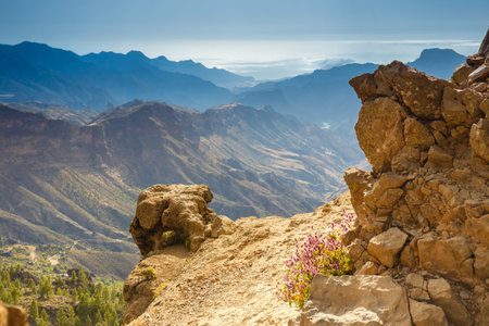 Roque Nublo - volcanic monolith. It is one of the most famous landmarks of Gran Canaria, Spain.の写真素材
